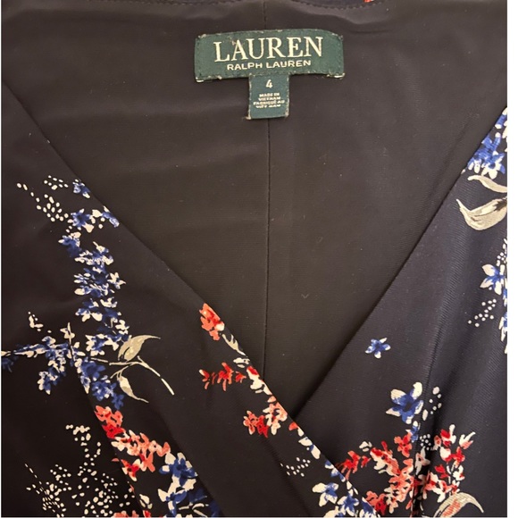 MSRP $145 Ralph Lauren Womens Jersey-Matte Midi Dress Navy Blue Floral Size 4 - Picture 4 of 5